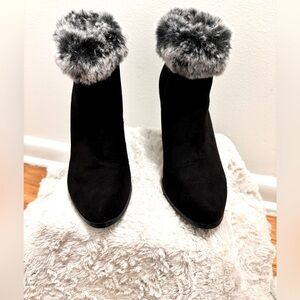 Suede fur dressy ankle boots